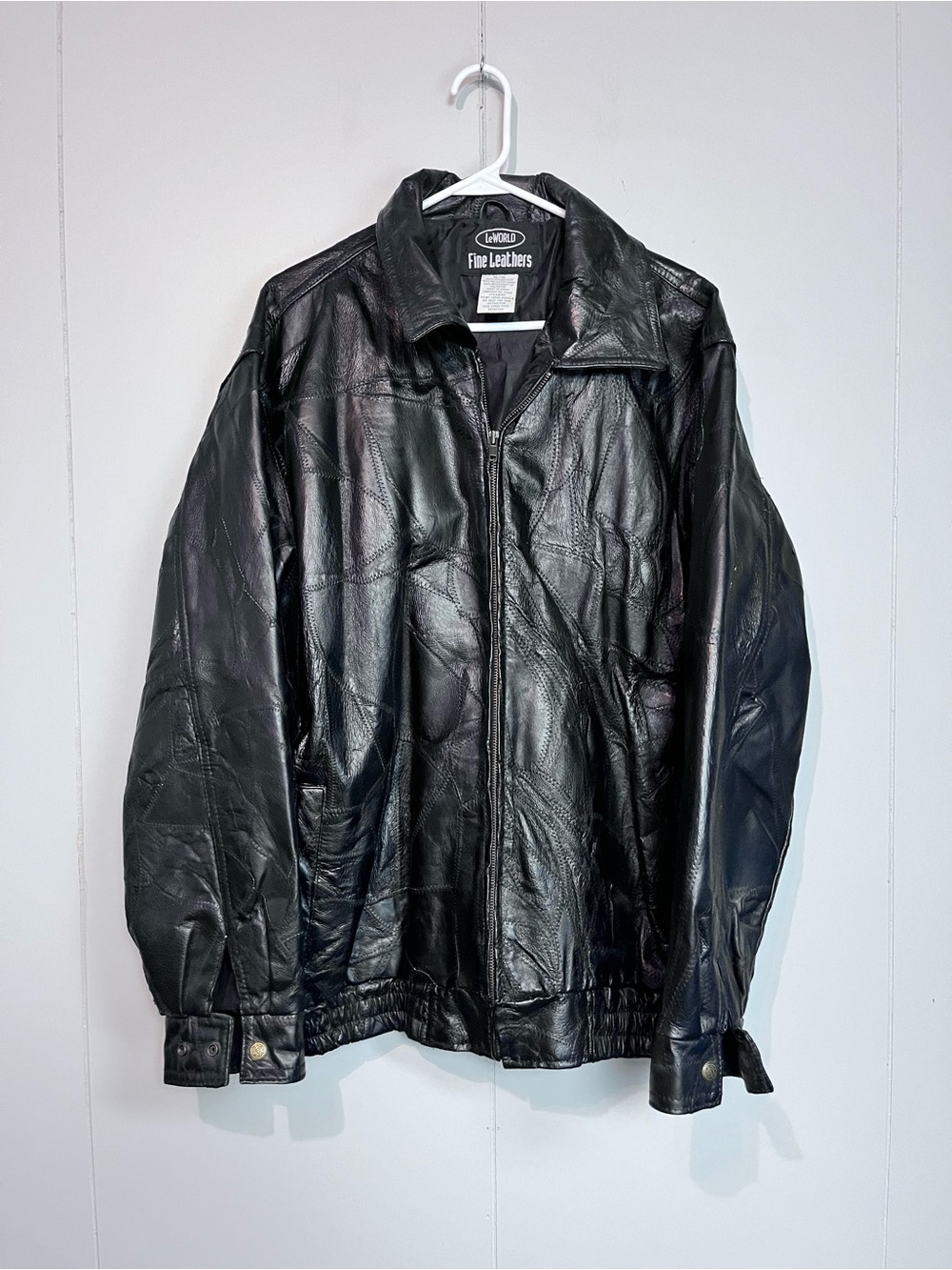 LeWorld Fine Leathers Black Faux Leather Jacket XL